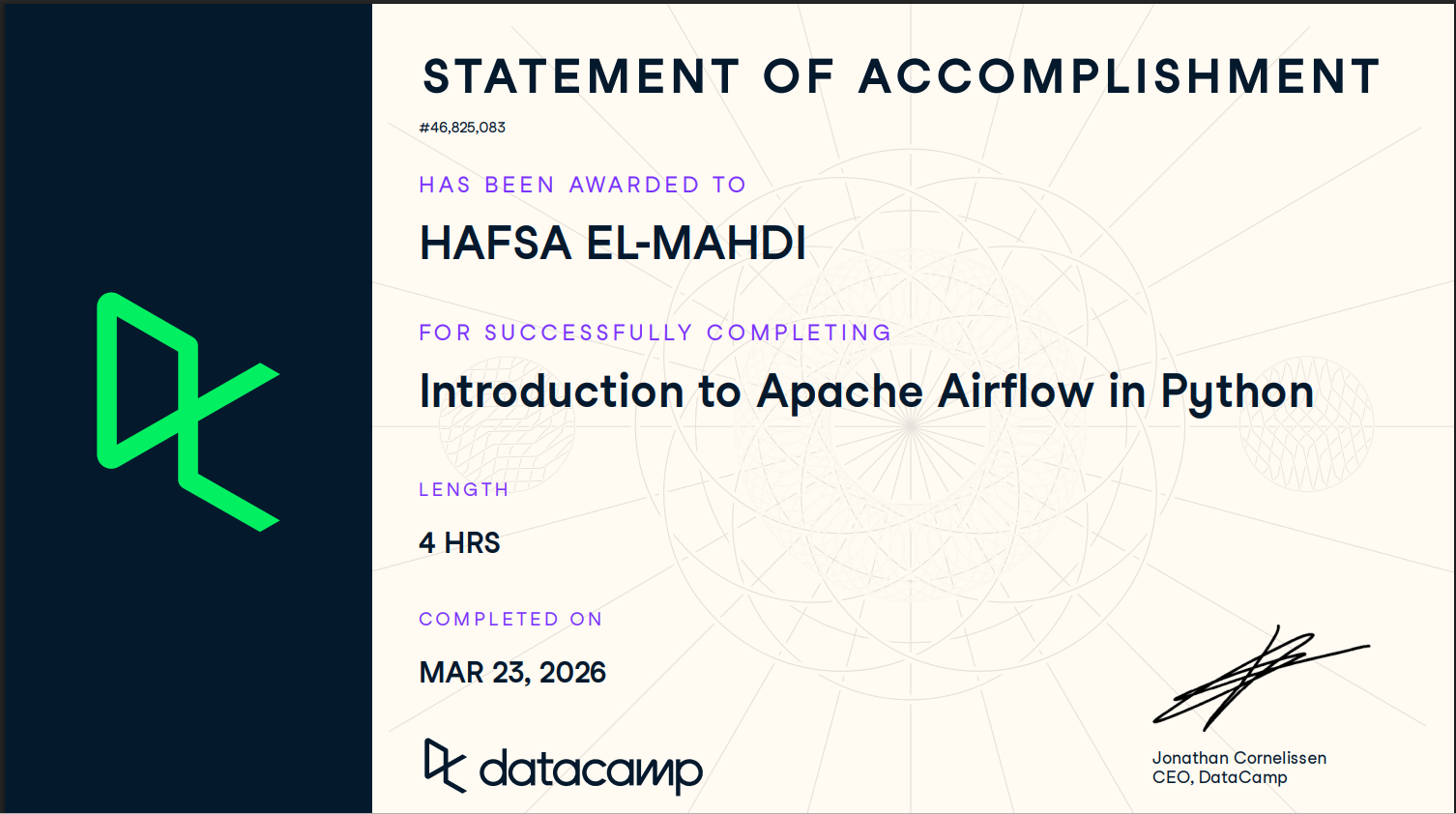 Introduction to Apache Airflow in Python Certificate